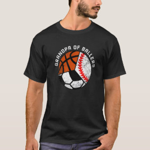 Mens Grandpa Of Ballers Baseball Soccer Basketbal T-Shirt
