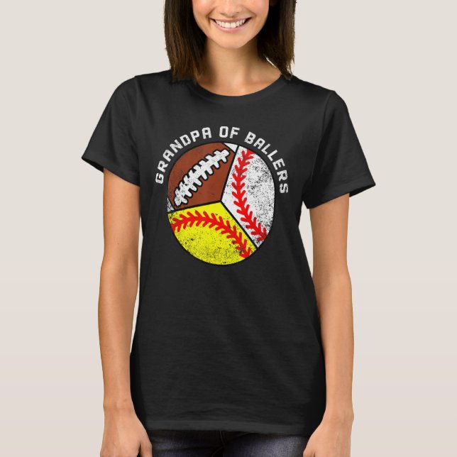 Mens Grandpa Of Ballers   Baseball Softball Footba T-Shirt (Front)