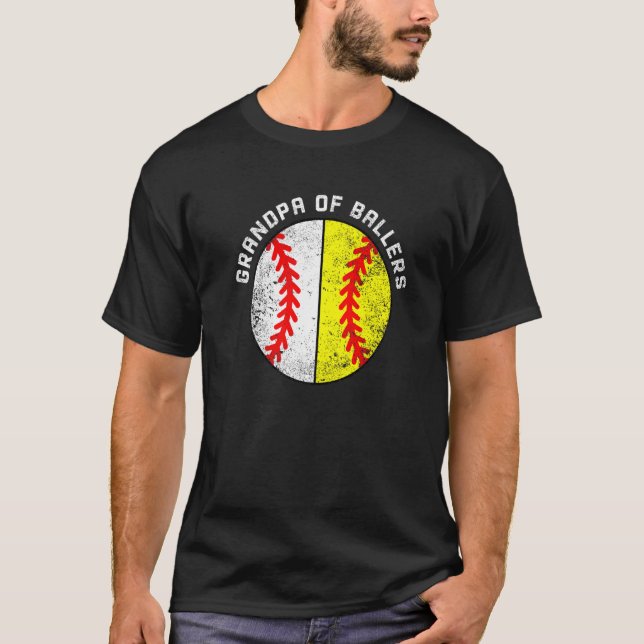 Mens Grandpa Of Ballers  Baseball Softball Grandpa T-Shirt (Front)