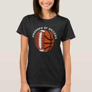 Mens Grandpa Of Ballers Football Basketball Gran T-Shirt