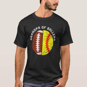 Mens Grandpa Of Ballers   Football Softball Grandp T-Shirt