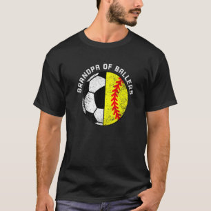Mens Grandpa Of Ballers  Soccer Softball Grandpa T-Shirt