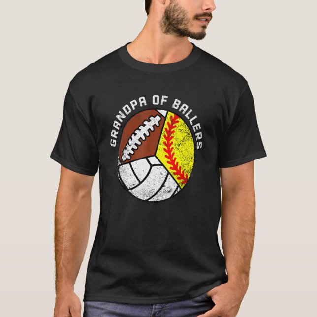 Mens Grandpa Of Ballers  Softball Volleyball Footb T-Shirt (Front)