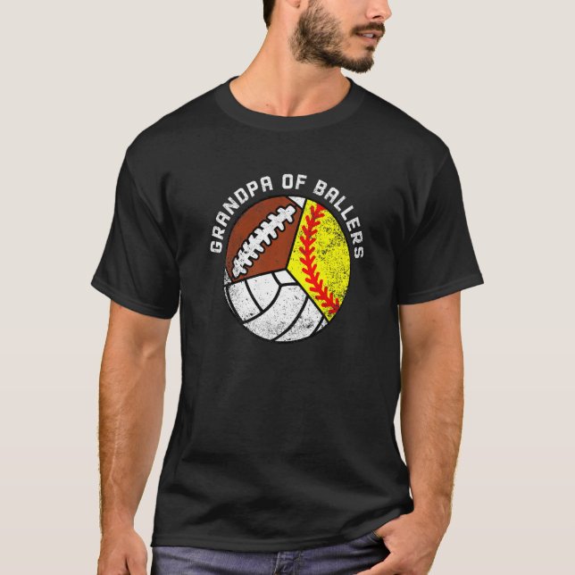 Mens Grandpa Of Ballers  Softball Volleyball Footb T-Shirt (Front)