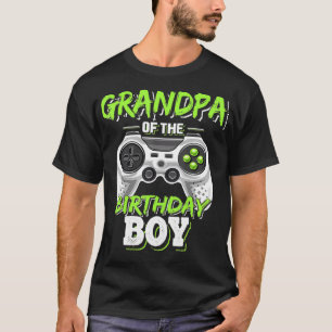 Mens Grandpa of the Birthday Boy Matching Video Ga T-Shirt