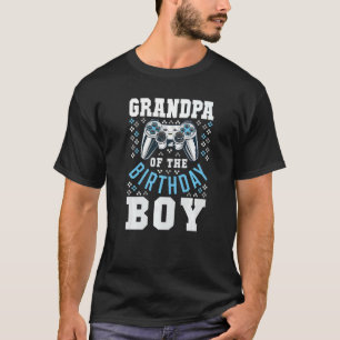 Mens Grandpa Of The Birthday Boy Matching Video Ga T-Shirt