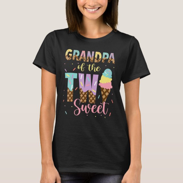 Mens Grandpa Of The Two Sweet Birthday Girl Ice Cr T-Shirt (Front)