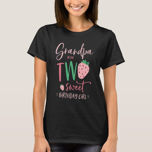 Mens Grandpa Of The Two Sweet Birthday Girl Strawb T-Shirt (Front)