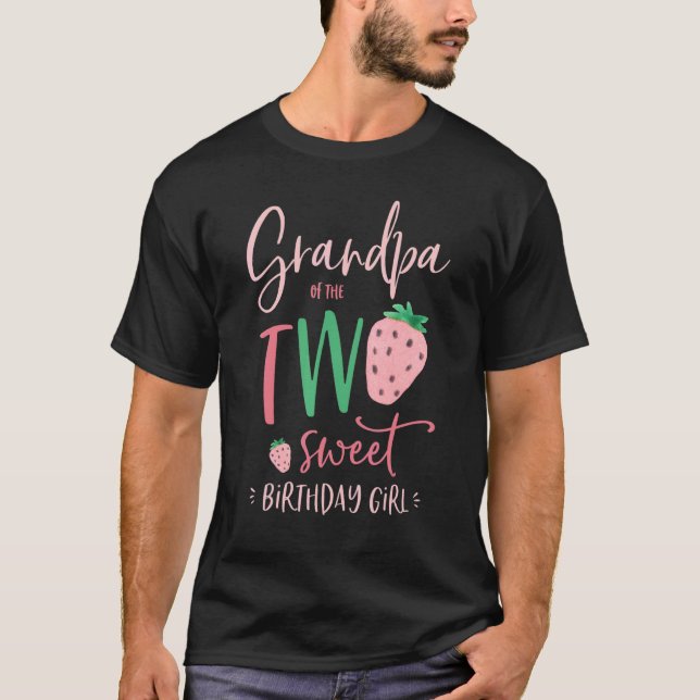 Mens Grandpa Of The Two Sweet Birthday Girl Strawb T-Shirt (Front)