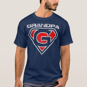 Mens Grandpa Super Hero Best Father Day Gift Tee F