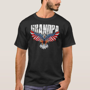 Mens Grandpa Vintage Usa Flag Bald Eagle Patriotic T-Shirt