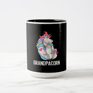Mens Grandpacorn Unicorn Grandpa And Grandson Two-Tone Coffee Mug