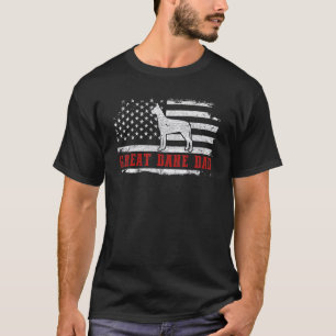 Mens Great Dane Dad Distressed American Flag Patri T-Shirt