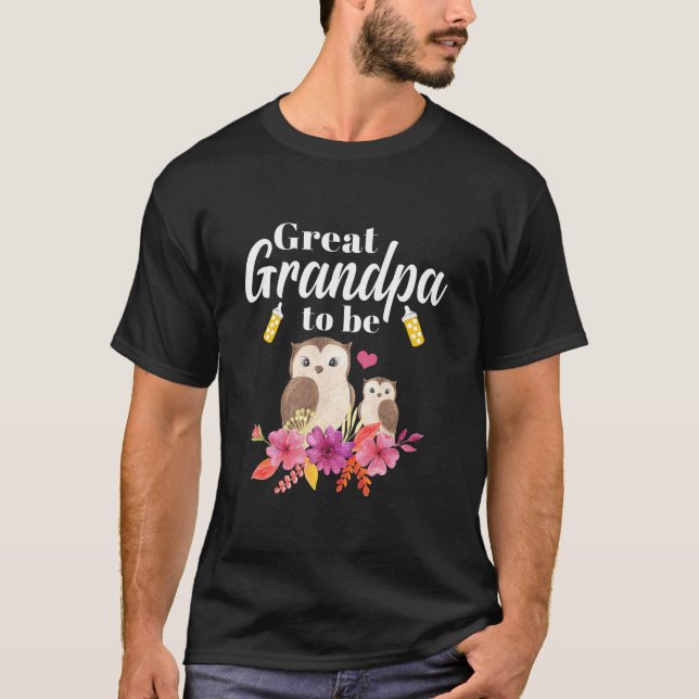 Mens Great Grandpa To Be Owl Baby Shower  T-Shirt (Front)
