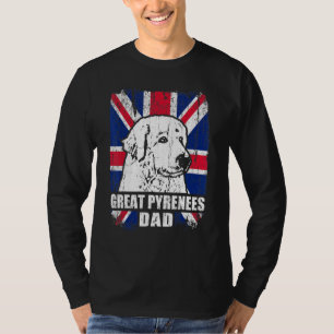 Mens Great Pyrenees Dad Cool Uk Flag Vintage Retro T-Shirt