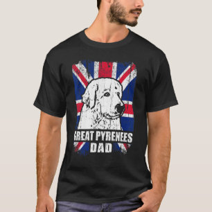 Mens Great Pyrenees Dad Cool Uk Flag Vintage Retro T-Shirt