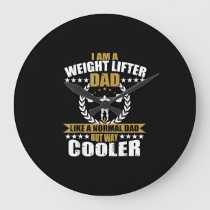 Mens Great Weightlifter Dad Gift Papa Gym T-Shirt. Large Clock