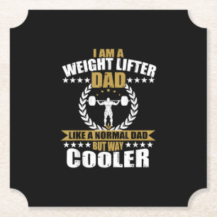 Mens Great Weightlifter Dad Gift Papa Gym T-Shirt. Paper Coaster