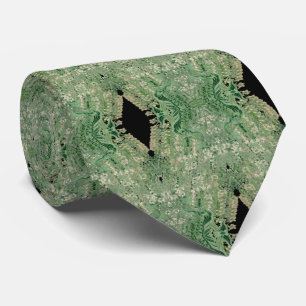 Men's Green Black Faces Diamonds    Neck Tie