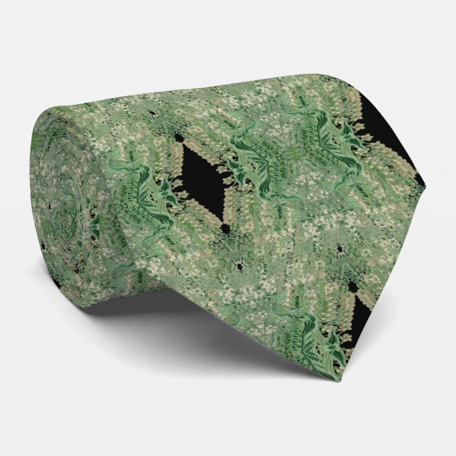 Men's Green Black Faces Diamonds |  Neck Tie (Rolled)