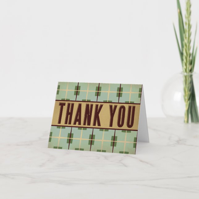 Mens Green Brown Thank You Card (Front)