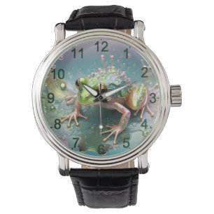 Mens Green Frog Fractal Art Design, Watch
