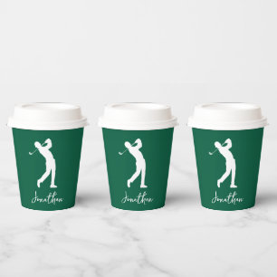 Men's Green Monogram  Paper Cups