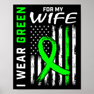 Mens Green Wife Kidney Disease Cerebral Palsy Awar Poster