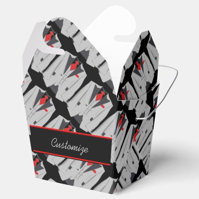 Men's Grey Suit and Red Tie Take Out Favour Box (Opened)