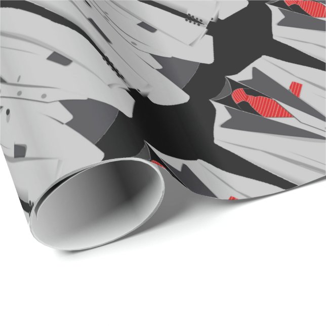 Men's Grey Suit and Red Tie Wrapping Paper (Roll Corner)