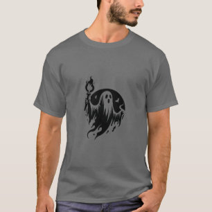 Men's Grey T-Shirt with Black Ghost Holding