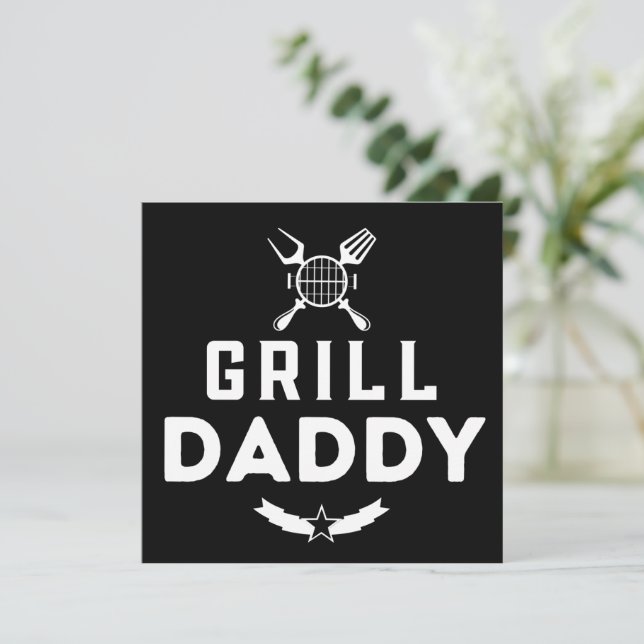Mens Grill Daddy BBQ And Smoking For Father's Day Holiday Card (Standing Front)