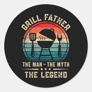 Mens Grill Father Grilling Bbq Meat Smoker  Classic Round Sticker