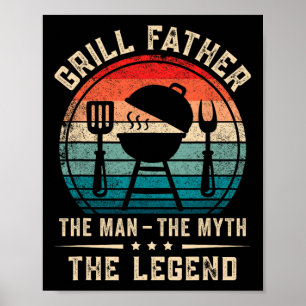 Mens Grill Father Grilling Bbq Meat Smoker  Poster
