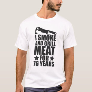 Mens Grilling Enthusiastic - 76Th Birthday - Smoke T-Shirt