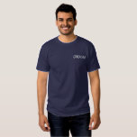 Men's Groom Embroidered T-Shirt<br><div class="desc">For the Groom shown is a navy-blue t-shirt to relax in. White embroidered text on the front left chest area.
Customise this item or buy as shown.</div>