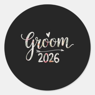 Mens Groom Est 2026 Married Wedding Groom Party Classic Round Sticker