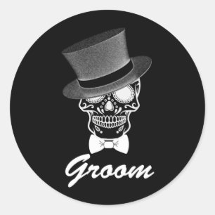 Mens Groom Halloween Wedding Day Of Government Classic Round Sticker