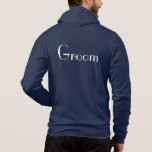 Mens Groom Hoodie<br><div class="desc">American Apparel soft zip hoodie for the groom to relax in,  shown in navy blue and has Groom text on the back. Customise this item or buy as is.</div>