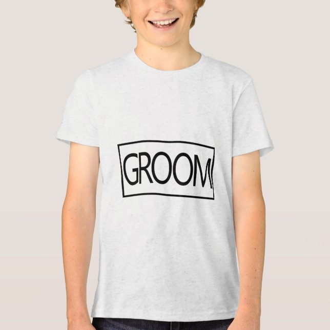 Mens Groom Matching Bride Future Husband Wedding B Tri-Blend Shirt (Front)