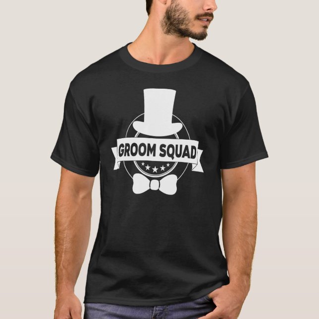 Mens Groom Squad Hat Cute Engagement Wedding Party T-Shirt (Front)