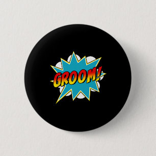Mens Groom Superhero Bachelor Stag Party Wedding C 6 Cm Round Badge