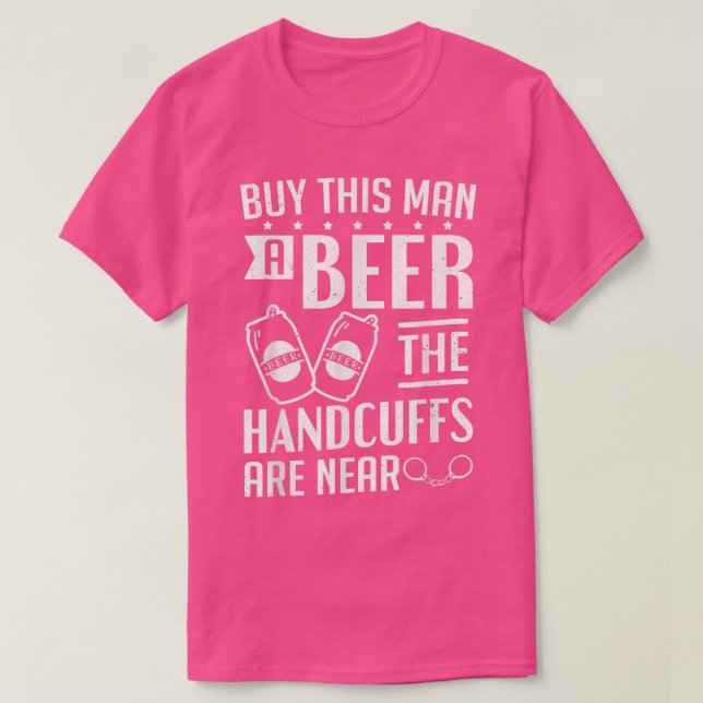 Mens Groom The Handscuffs Are Near Bachelor Party  T-Shirt (Design Front)