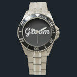 Men's Groom Themed  Wedding Stainless Steel Watch<br><div class="desc">Watch design for the groom outfit for the wedding or bucks party, available in a variety of watch styles. Print is also available in other Items in our shop. Men's Stainless Steel Bracelet Watch The Men's Stainless Steel Watch is built for adventure. Designed as a nod to classic diver and...</div>