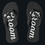 Men's Groom Themed Wedding Thin Strap Black Thongs<br><div class="desc">Thongs/Flip Flaps design for the groom outfit for the wedding or bucks party, available in thin and thick straps. Print is also available in other Items in our shop. Style: Adult Flip Flops, Slim Straps The beach is calling, and these jandals are your answer! Pay ode to the summer and...</div>