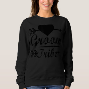 Mens Groom Tribe Matching Cute Arrow Heart Wedding Sweatshirt