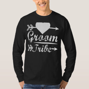 Mens Groom Tribe Matching Cute Arrow Heart Wedding T-Shirt