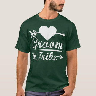 Mens Groom Tribe Matching Cute Arrow Heart Wedding T-Shirt