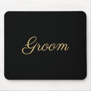 Mens Groom Wedding , Gold Script, Matching Bride Mouse Mat