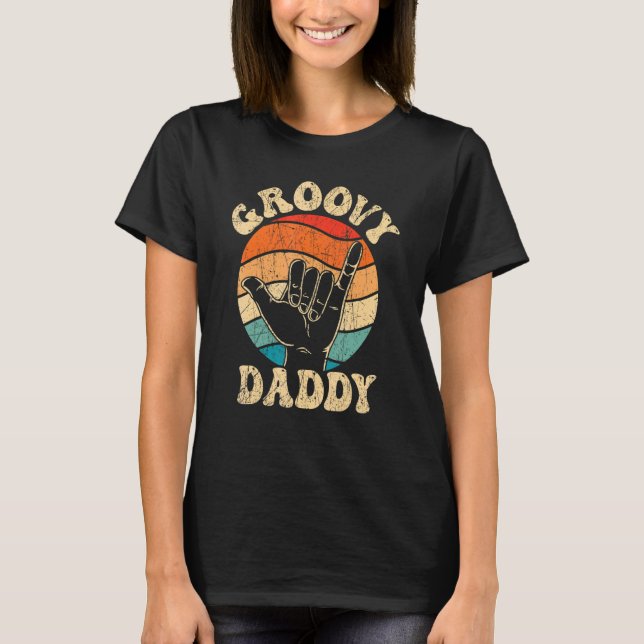 Mens Groovy Daddy 70s Aesthetic Nostalgia 1970's R T-Shirt (Front)